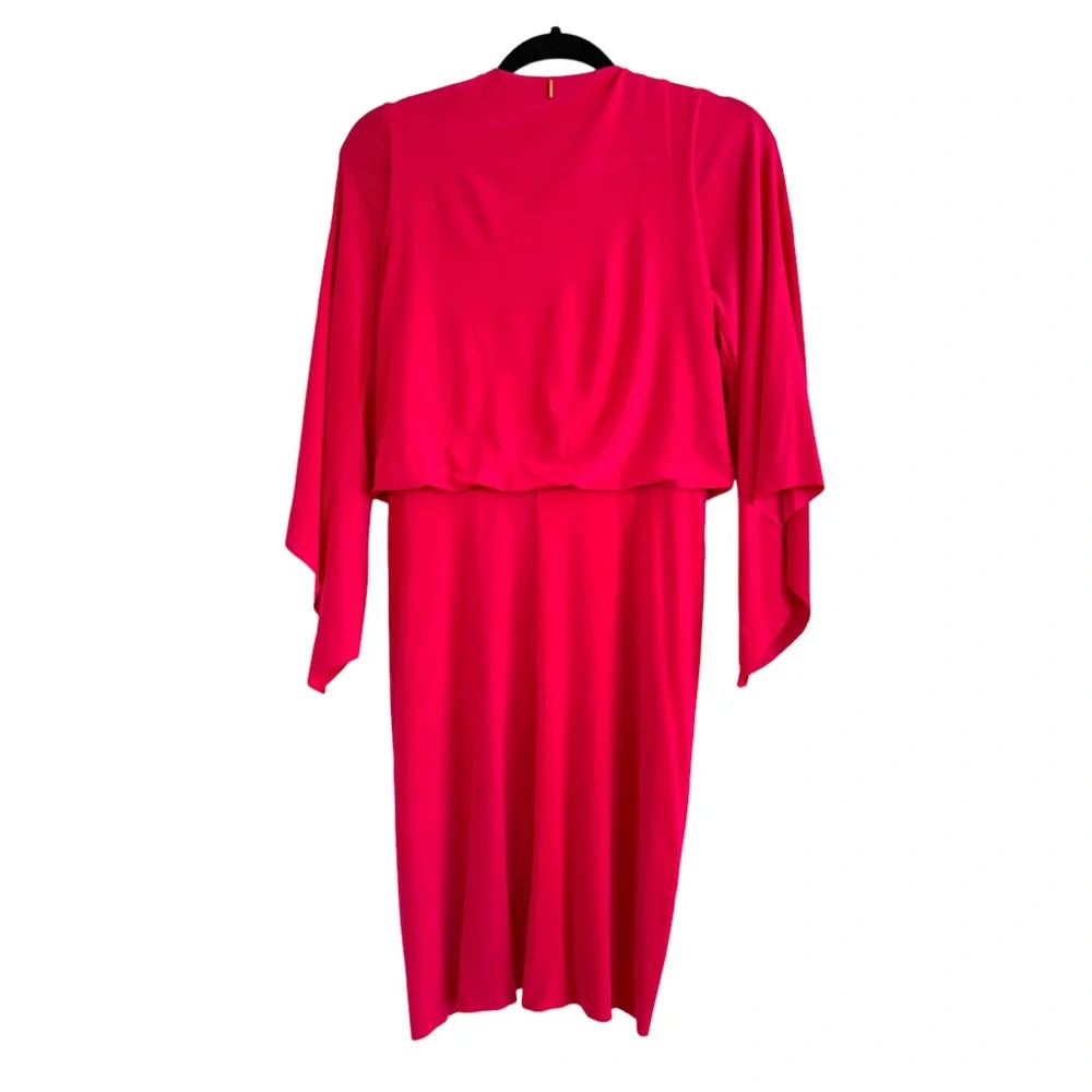 Misa Hot Pink Barbie Ruched Tie Knot Teget Jersey Dress NWT Size Small - Picture 2 of 7